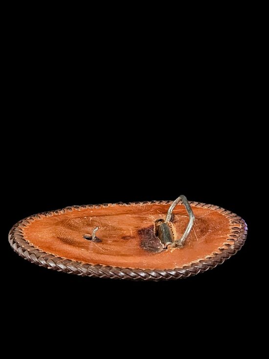 Vintage 1970s Hand Tooled Leather Trophy Belt Buckle XL 5x4” Songbird Floral